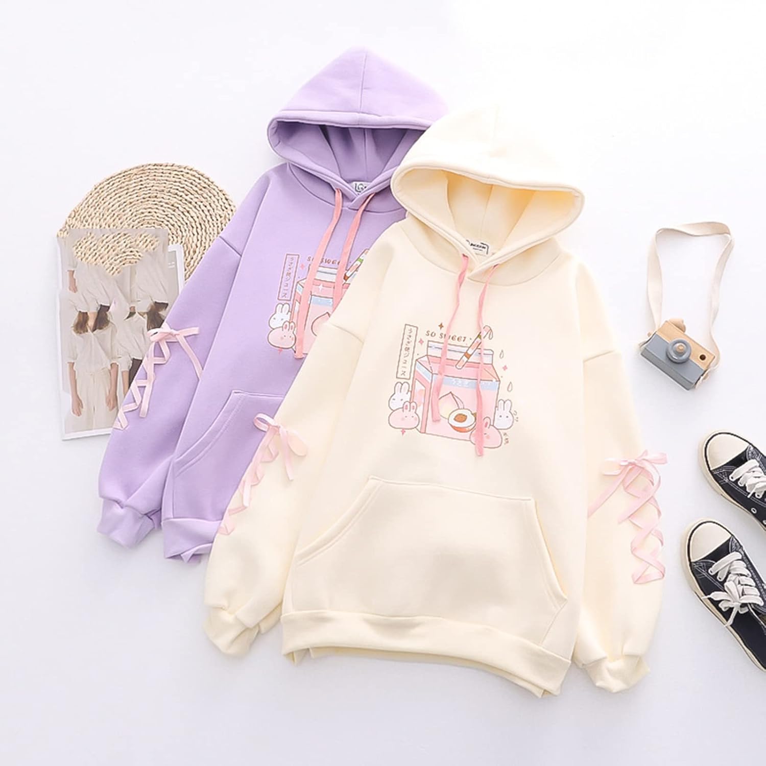 womens Japanese Casual Lolita Kawaii Graphic Hoodie Loose Fit Hooded Sweatshirt - Image 4