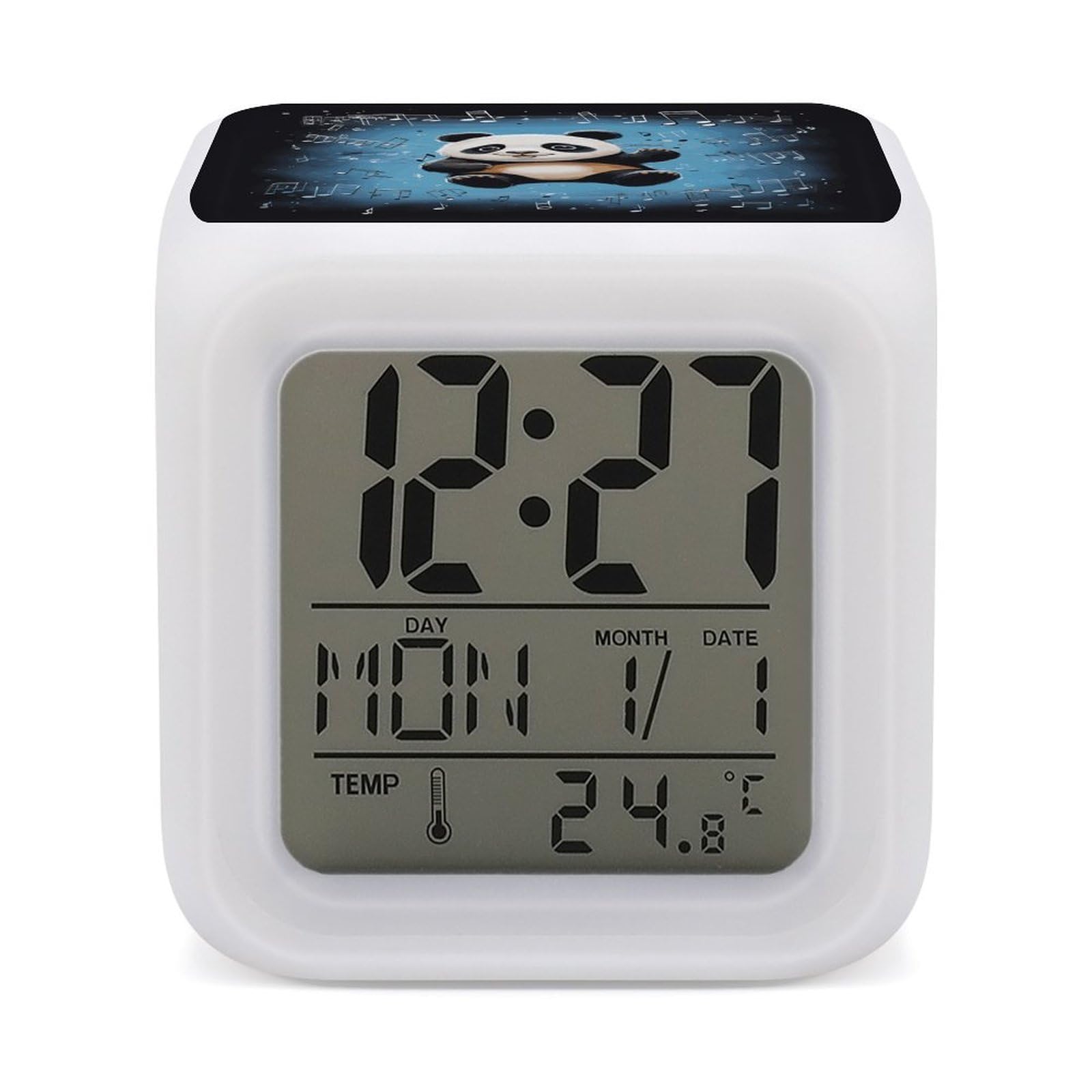 Reloj despertador de panda digital infantil con luces LED de colores para mesita de noche