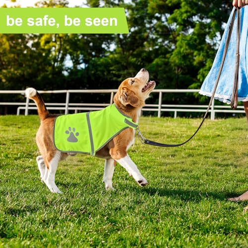 Warnweste für Hunde, Abeillo Pet Hunde Warnwesten, Hund Sicherheit Reflektierende Weste, Verstellbar Hundejacke für Outdoor Aktivitäten Spaziergänge im Dunkeln (Helle Grün)