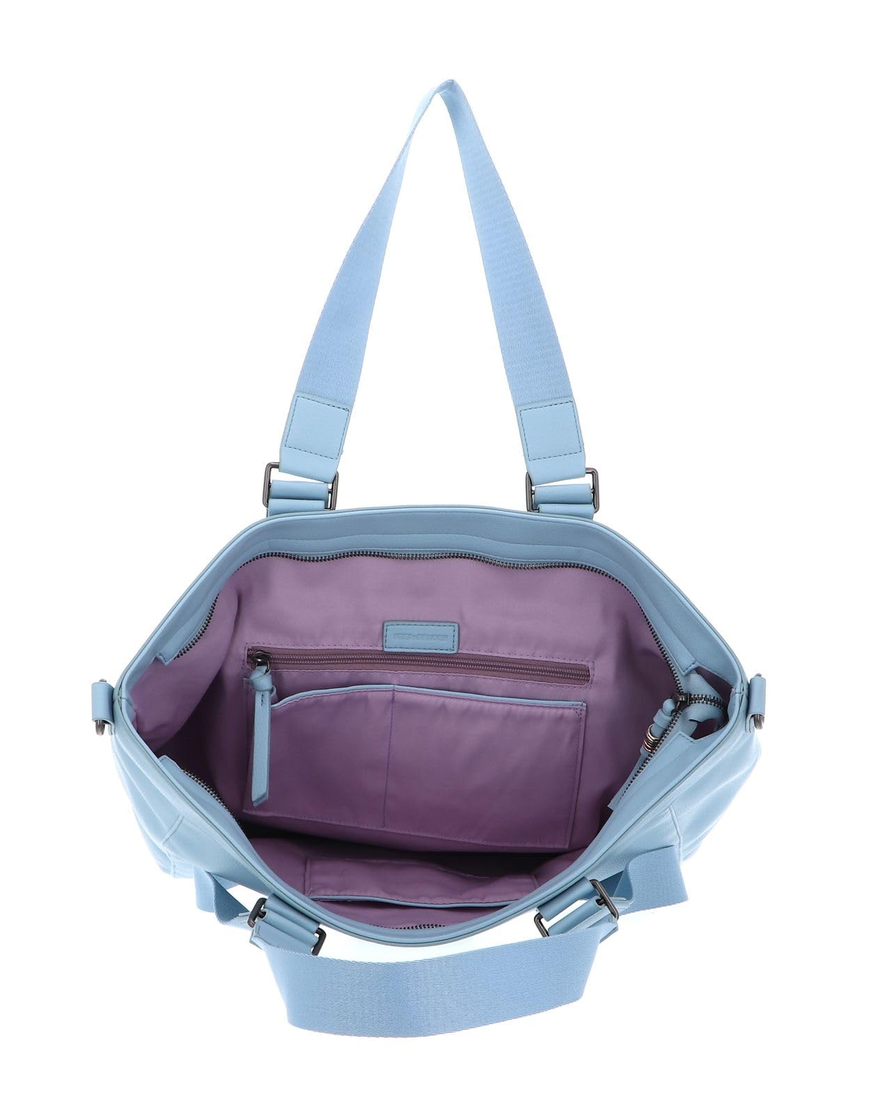 FREDsBRUDER Leder Umhängetasche Keep On Smiling Big Shopper Shy Blue hellblau