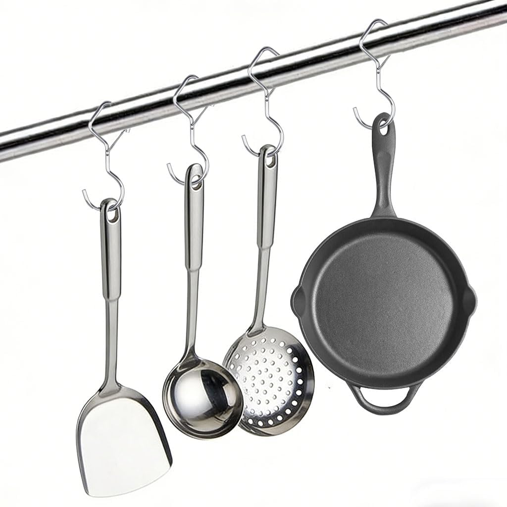 S Hooks for Home Kitchen Hanging Closet Plants Pots Pans, 12Pack