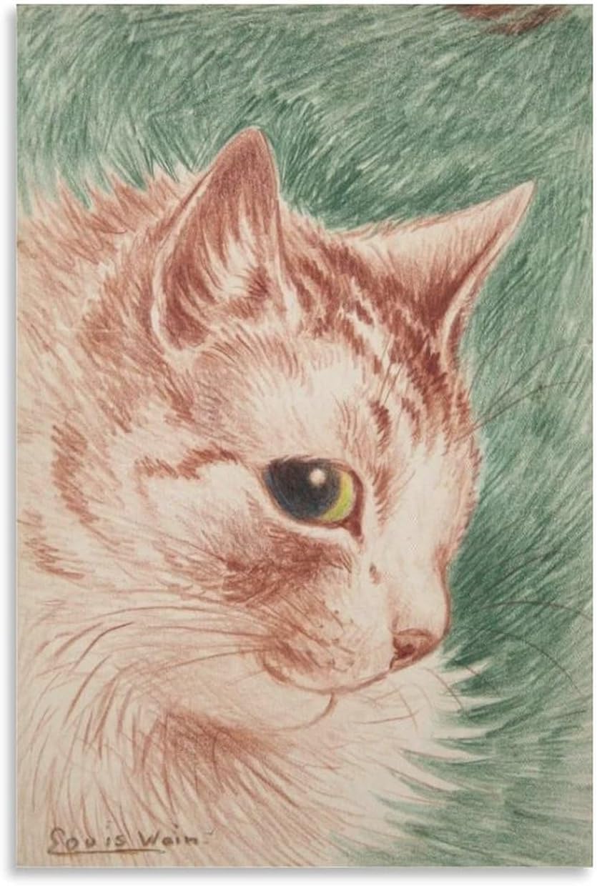ZZYGGN GMGSW Louis Wain Poster《Beautiful Cat 》Canvas Painting Classic Louis Wain Wall Art Aesthetic Animal Prints for Home Wall Decor Picture 16x20in Unframed