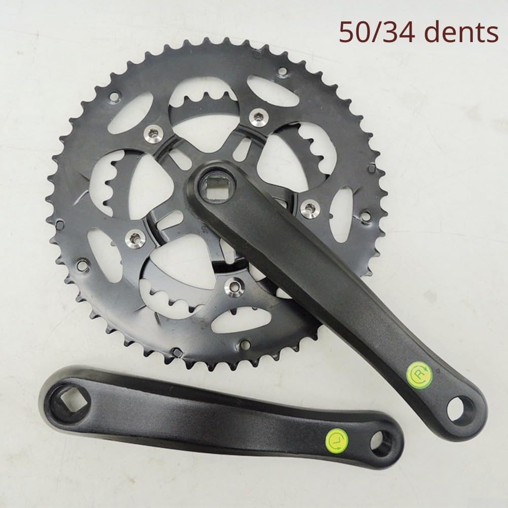 Pédalier de vélo 50/34 dents pour vélo de route 8-10 vitesses, disque à engrenage variable, 170 mm, manivelle à trou carré