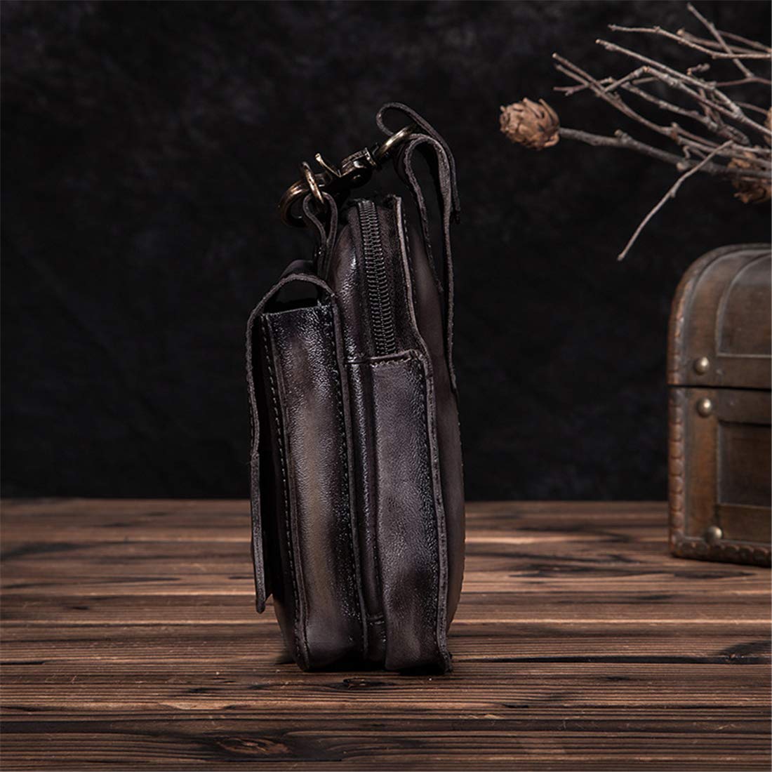 Custodia Per Fotocamera in Pelle Genuina, Custodia Per Fotocamera in Pelle Vintage Borsa Da 6 Pollici Da 6 Pollici Da 6 Pollici Borsa Per Fotocamera Multifunzione Con Gancio,Dark coffee black edge