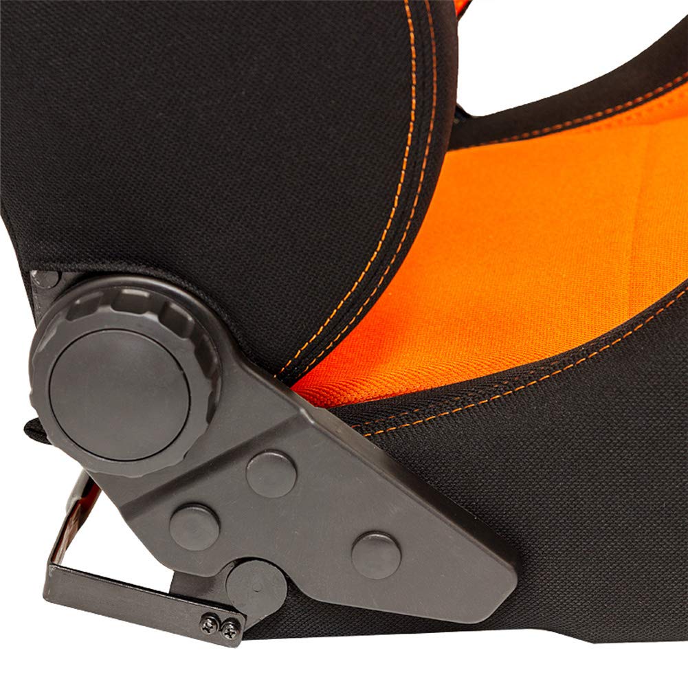 AUTO-STYLE Sportsitze 'Eco' - Schwarz/Orange - Doppelseitig Verstellbare Rückenlehne - inkl. Laufschienen