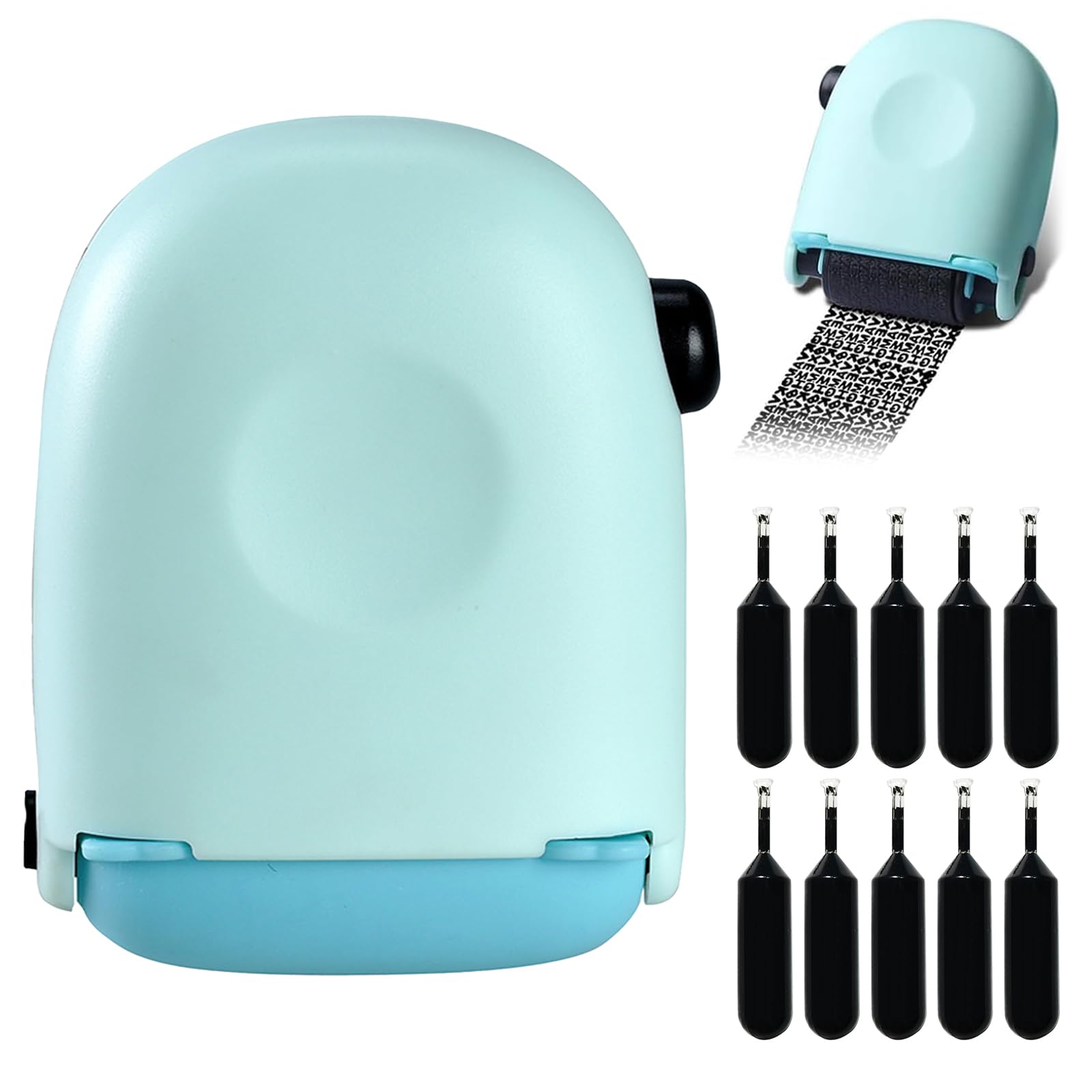 Kikaword Address Blocker Stamp, Information Blocker & Data Defender, With 10 Confidential Roller Stamp Ink Refills