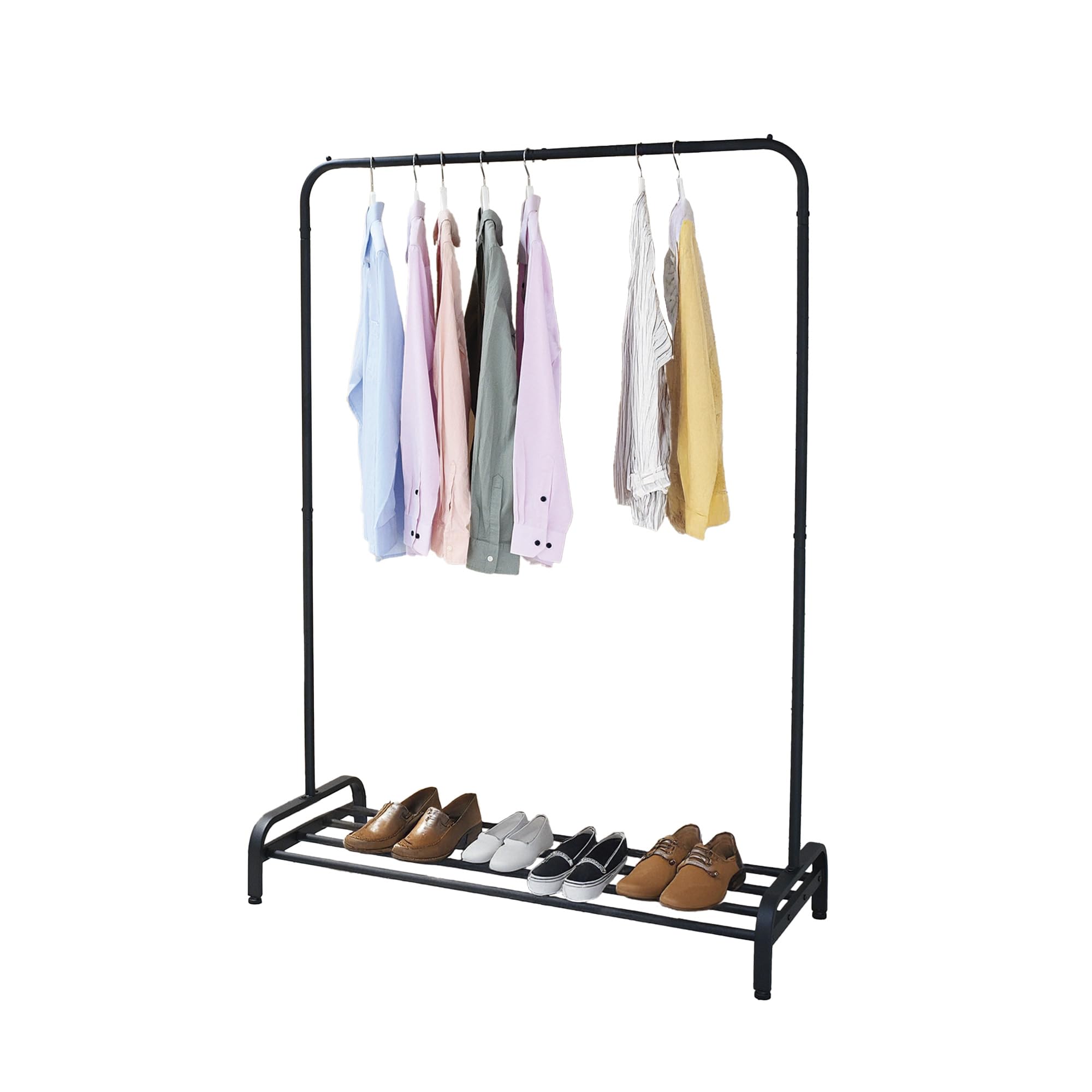 Amig - Appendiabiti tipo stender Ïken - Mobile organizzatore con barra appendiabiti e ripiano inferiore - Dimensioni: 110x45x155 cm - Metallo Nero opaco - Ideale per camera, corridoio o ingresso