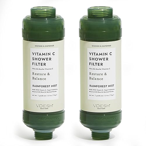 VOESH Filtro de ducha de vitamina C, aromaterapia de ducha, purificador de agua, suavizante de agua, probióticos veganos, cabezal de ducha de spa,