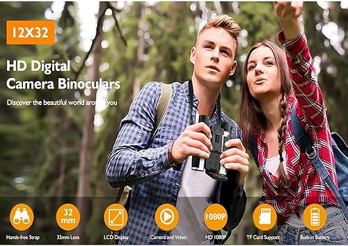 Miniatura 5 de Prismáticos digitales con pantalla LCD de 2 pulgadas con cámara de 12 x 32 5 MP tomar fotos, función de grabadora de video, binoculares cámara con