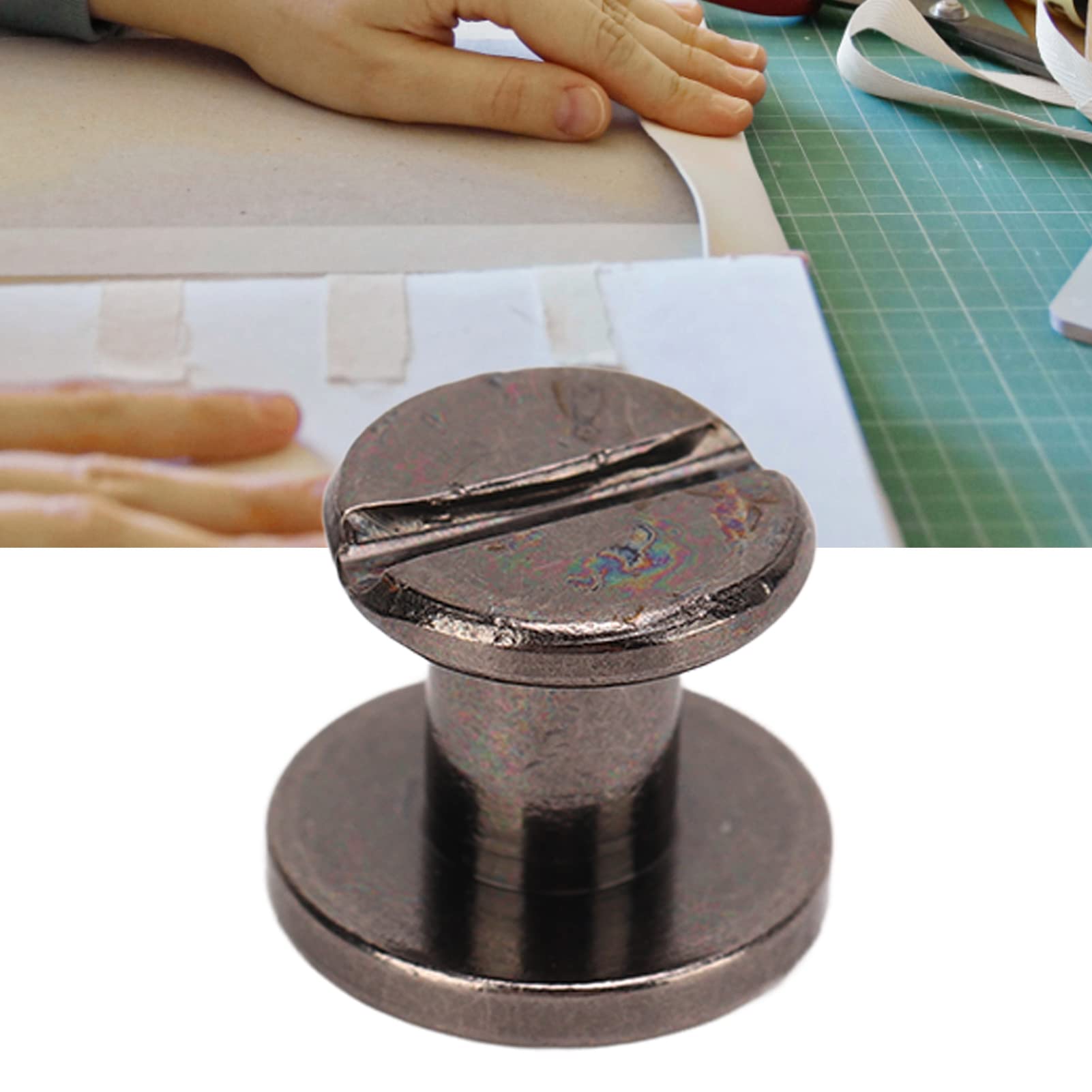 200 juegos de tornillos de encuadernación de libros de latón redondo de cabeza plana de Metal Chicago tornillos de encuadernación DIY tornillos de remache de cuero 9x6,5mm (Gray)
