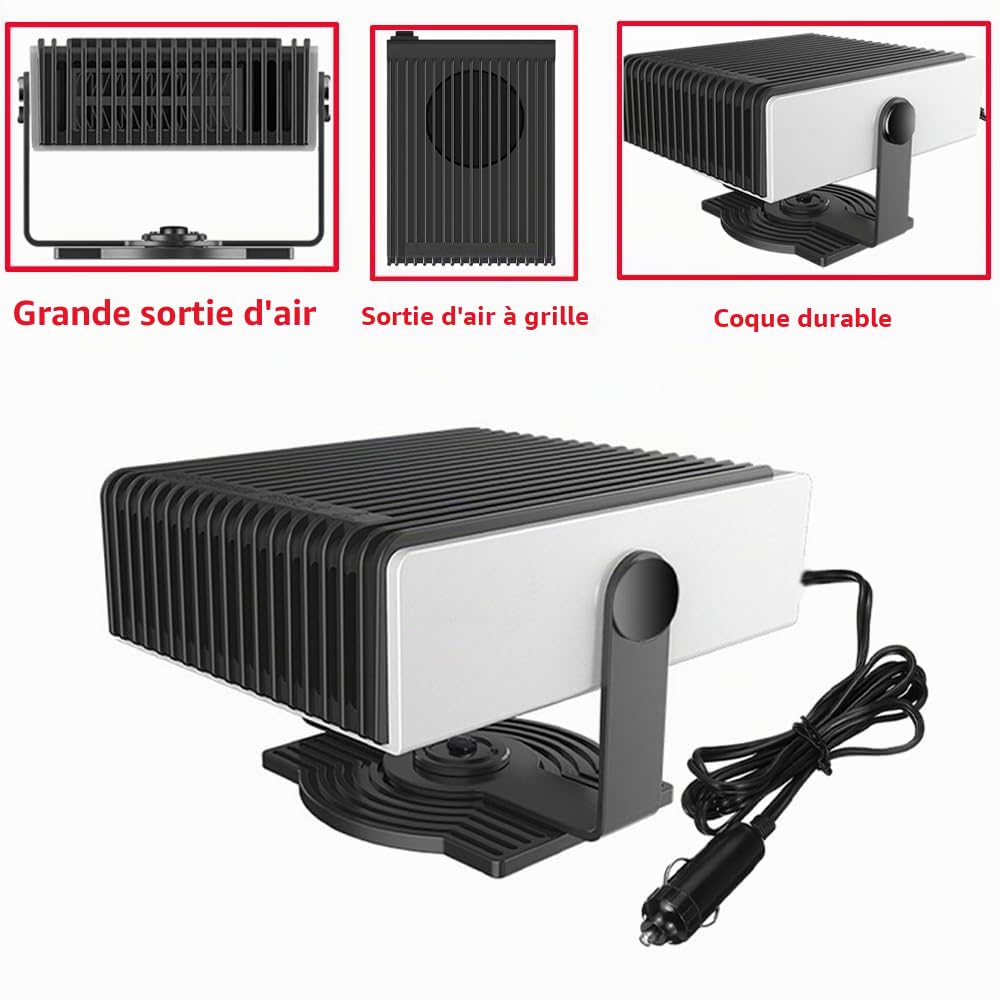 Riloer Chauffage de Voiture pour Camping-Car 12 V 300 W, Portable, Chauffage et Refroidissement Rapides pour l'hiver, dégivreur, Prise Allume-Cigare, Compatible avec Les véhicules 12 V CC