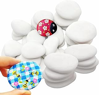 32PCS White Rocks for Painting, Medium & Small Rocks to Paint, Flat Painting Rocks,Smooth Kindness Rocks for Crafts, DIY,Garden Decoration