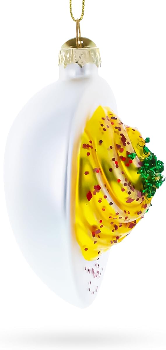 Gourmet Deviled Egg Glass Christmas Ornament