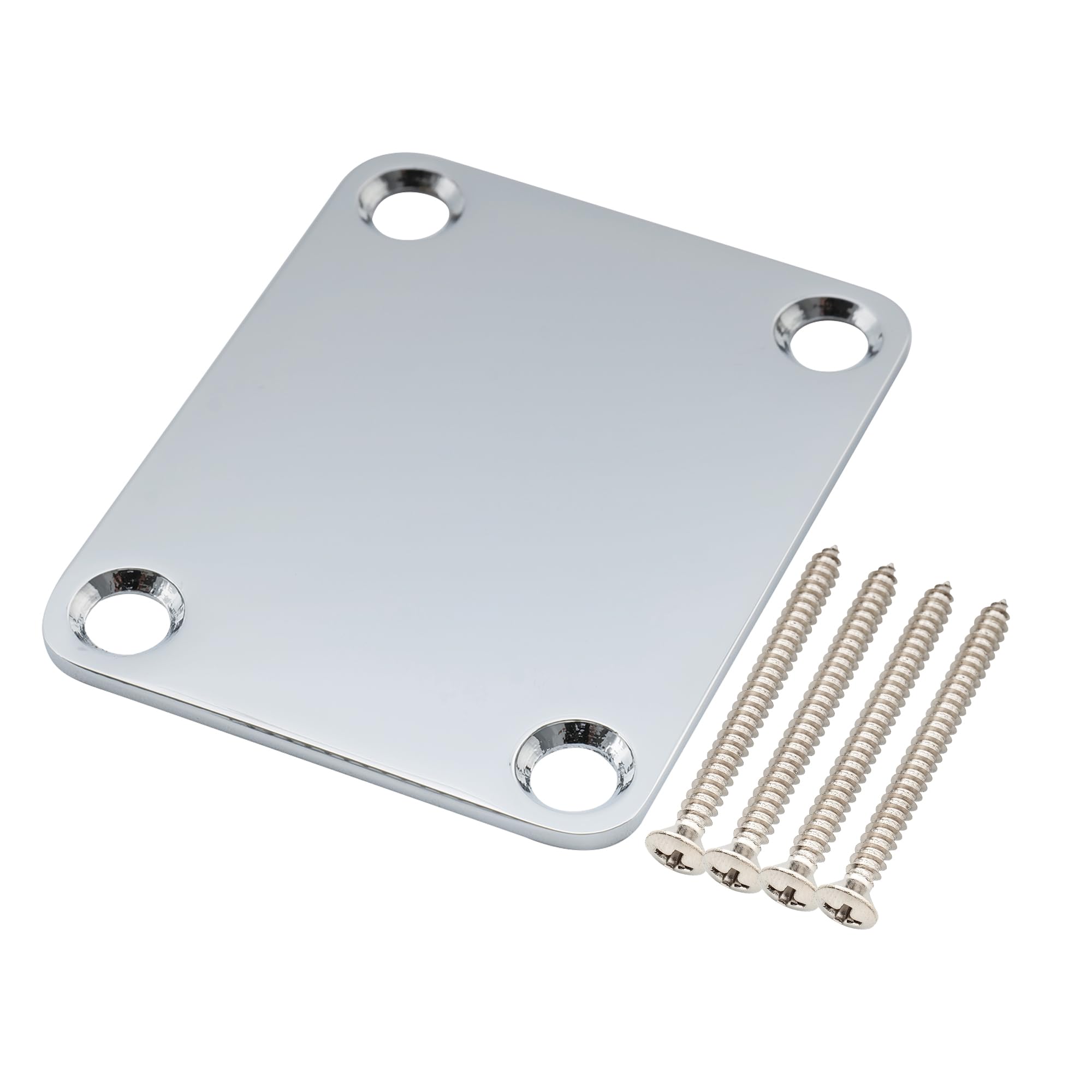 Musiclily Pro 4-Bolt Steel Neck Plate for Stratocaster Telecaster Electric Guitar or Bass, Chrome, 64 x 51mm (2-33/64" x 2-1/64") - Image 4