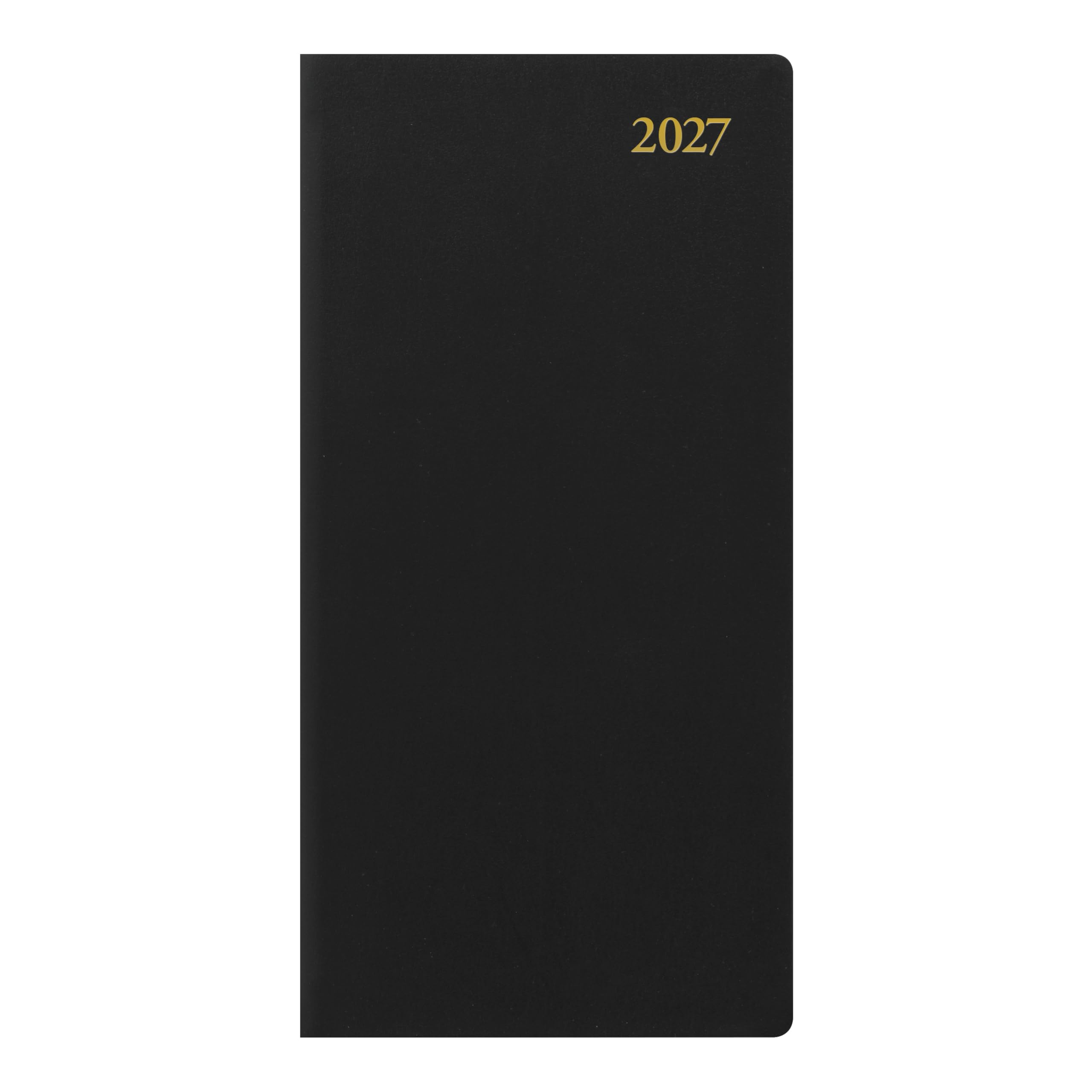 Letts of London® Agenda settimanale 2027, 12 mesi, da gennaio a dicembre, in cuoio rigenerato, formato sottile, 16,828 x 8,26 cm, inglese, nero (C38SUBK)
