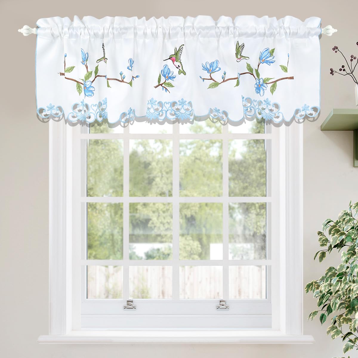 Molaxhome Beautiful Dazzling Embroidered Window Valance for Kitchen Decor — image 1