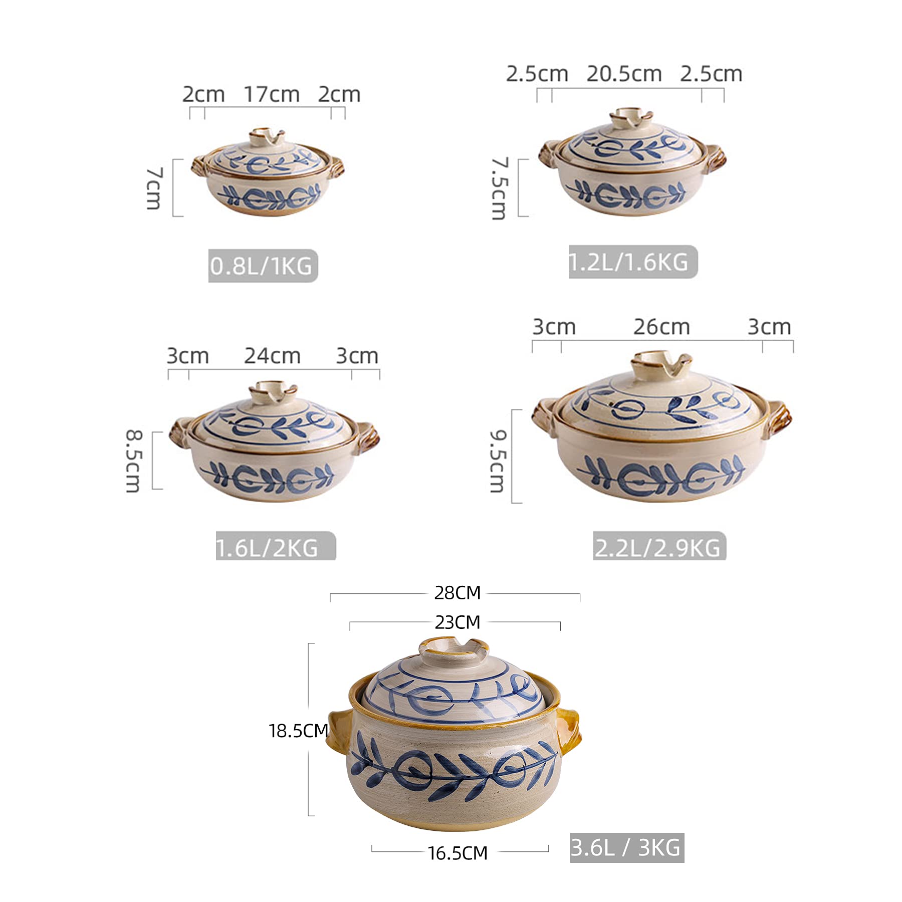Na zapiekankę, Gliniane garnki, ceramiczne czarne naczynie, okrągły garnek do duszenia na kuchence, ceramiczny(1.6L)