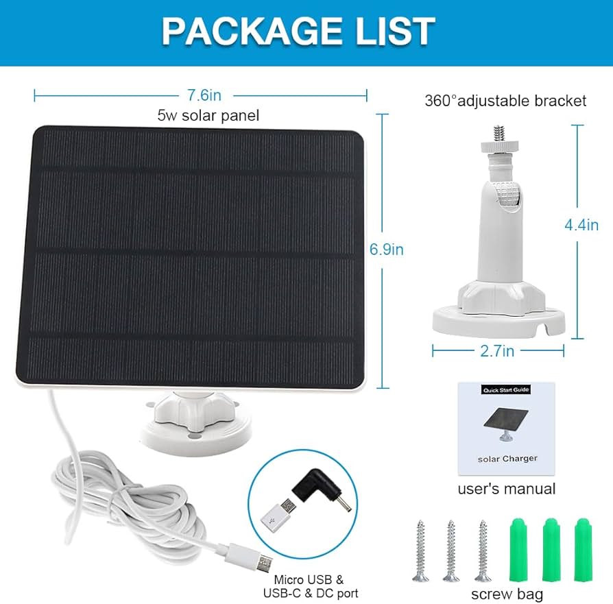 Amazon.com : Solar Panel for Security Camera,5W USB Solar