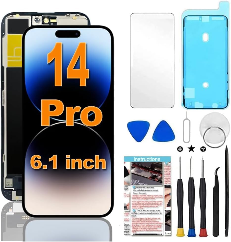 Fixerman for iPhone 14 Pro Screen Replacement 6.1 inch (Model A2890 A2650 A2889 A2892 A2891) 3D Touch LCD Display Digitizer Assembly with Repair Tools
