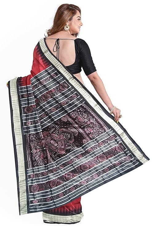 Image of Handmade Pure Bomkai Silk Saree Khandua Natural Silk Ikkat Saree For Women /Ethnic Wear /Traditonal Saree /Handloom Saree With Regular Fit Blouse Piece