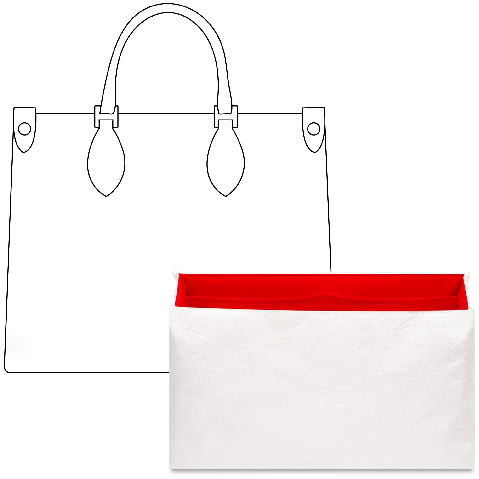 FANJI Project Tote Bag Organizer Insert for LV Onthego M Handbag, Custom Fit Inside Premium Rogue Coeur Lightweight WaterResistant Purse Insert with Cup Holder Accessories