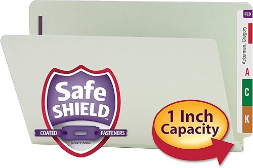 Miniatura 2 de Smead Carpeta de archivos de cierre de cartón prensado con pestañas finales con cierres SafeSHIELD, 2 sujetadores, expansión de 1 pulgada, tamaño