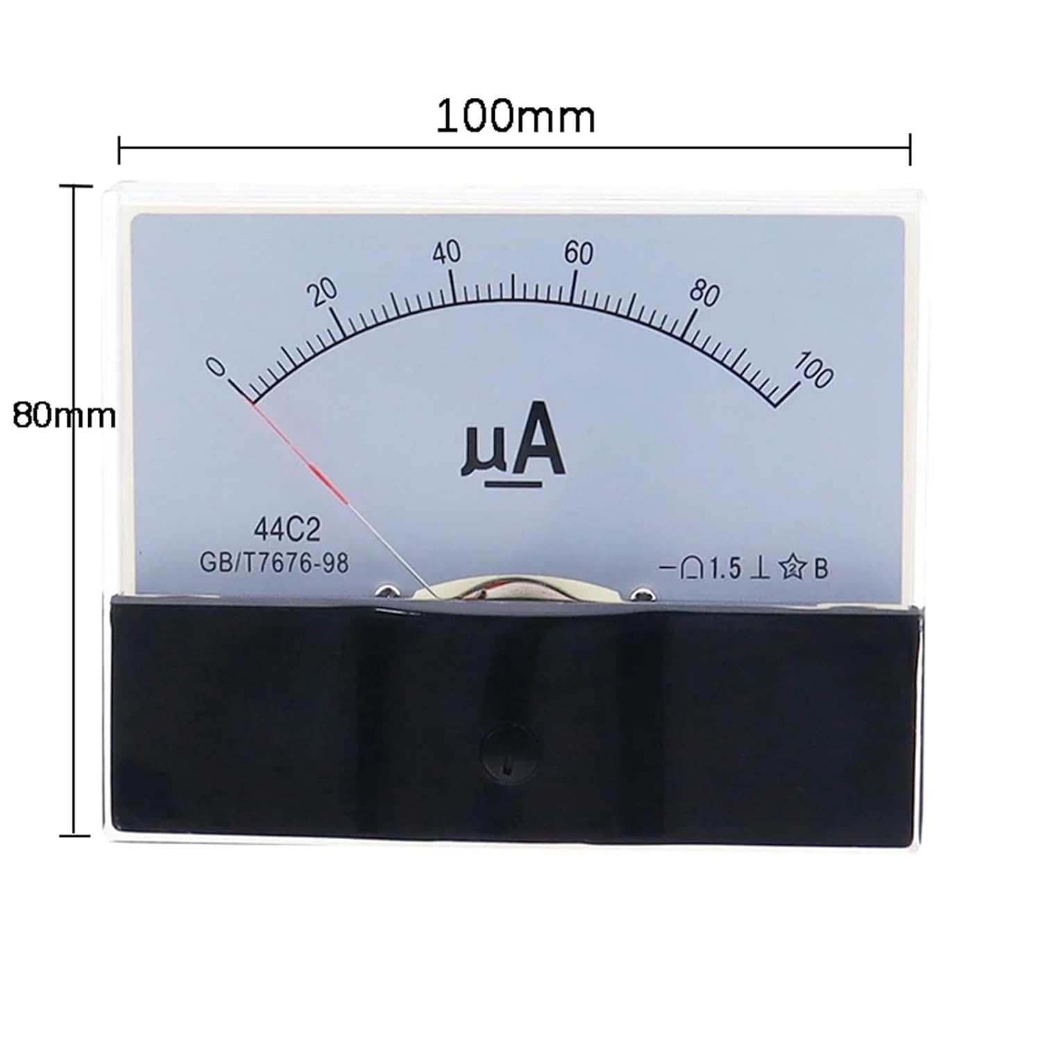 44C2 DC V 1A 2A 3A 10A 15A 75mA 100UA 500V Analog Panel Current Meter Gauge Voltage 1Pcs(300UA)