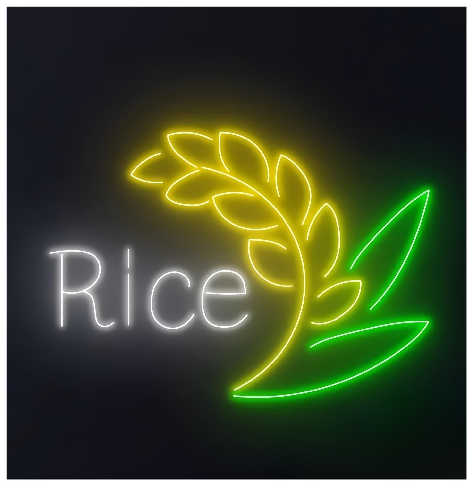 SHOUXI Sign Lamp Rice Neon Sign Organic Food Room Wall Decor Farmer Vegetable Farm Restaurant 45cm