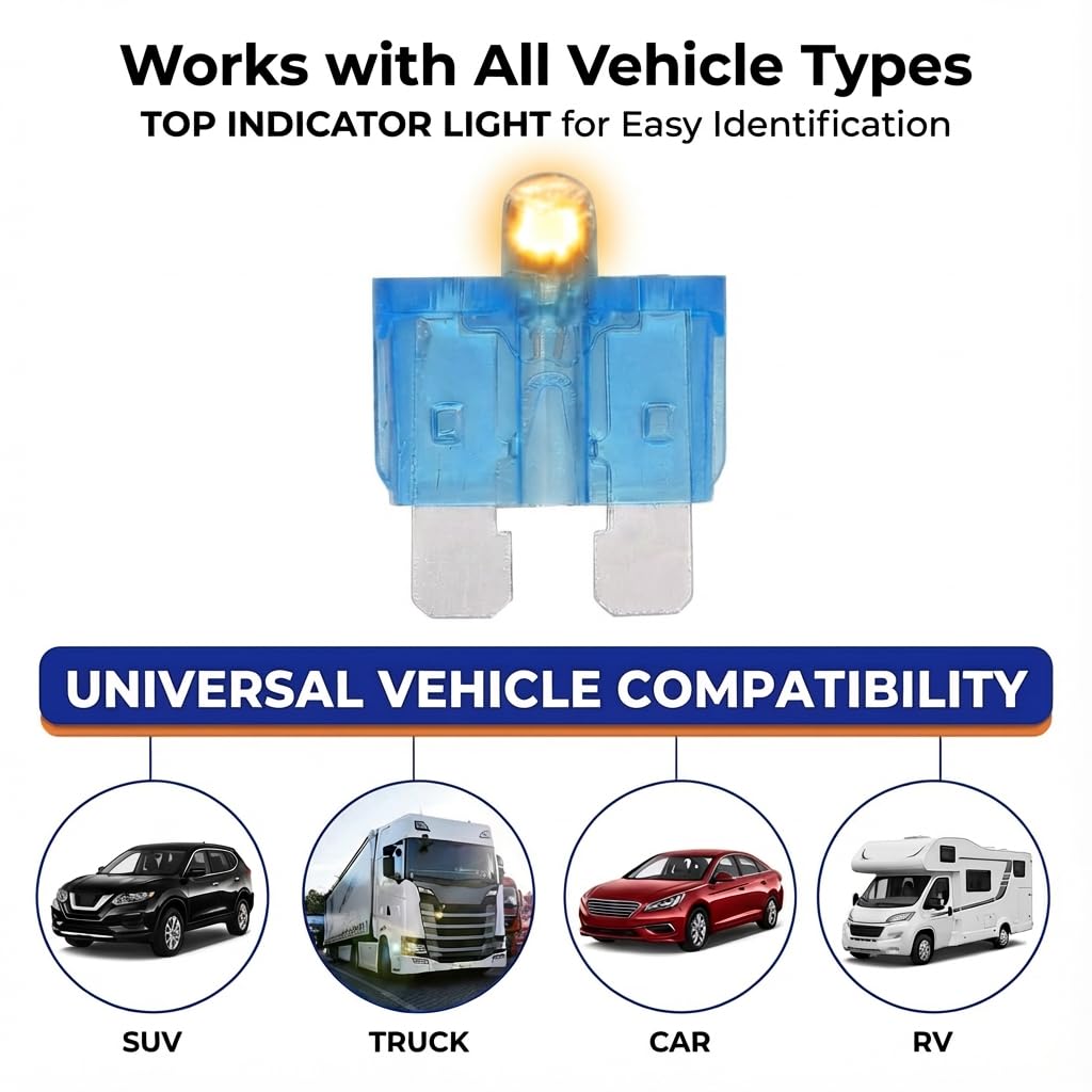 56 fusibili a incandescenza mini e standard a lama automobilistica con 2 estrattori, facile identificazione, si illumina automaticamente quando viene soffiato (56 fusibili mini e standard)