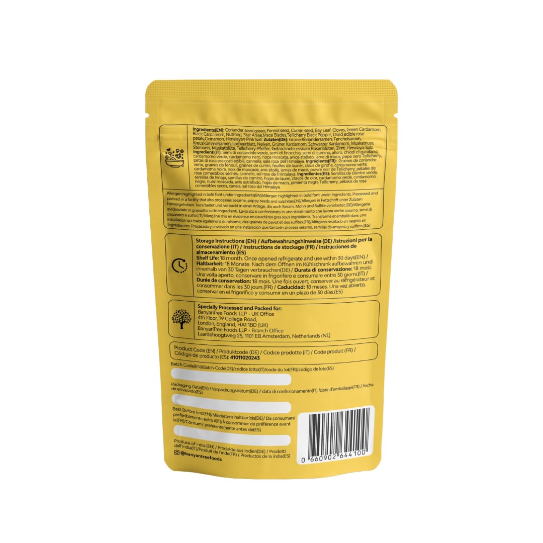 BanyanTree Foods Garam Masala,mezcla de especias (ganador del premio Great Taste Award) 100g