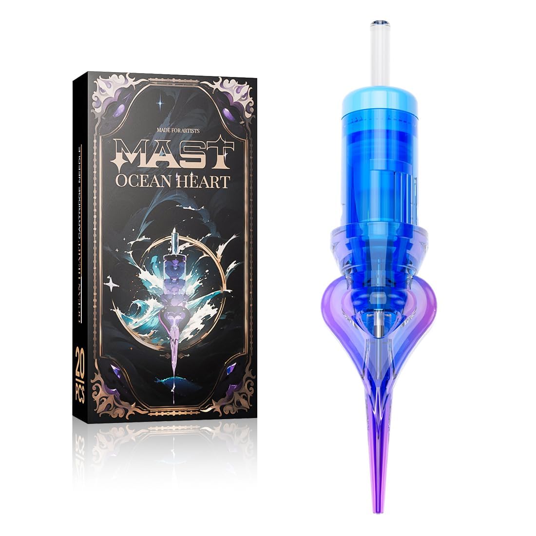 Mast Ocean Heart Tattoo Needles Cartridges 20pcs Disposable 1201RL Round Liner Long Tips for Tattoo Pen Machine