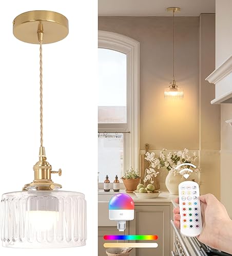 Miniatura 54 de Lámpara Colgante Enchufable Accesorio de Luz Colgante con Cable Interruptor de Encendido/Apagado Lámpara Colgante de Latón con Pantalla de Vidrio a