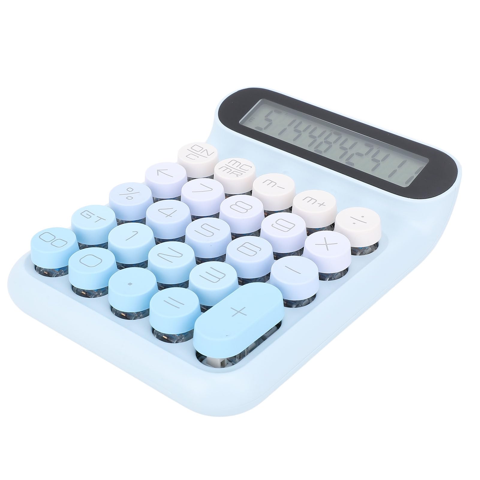 Topiky Calcolatrice Meccanica da Tavolo Display LCD Automatico a 24 Tasti per il Sonno per Impiegati (BLUE)