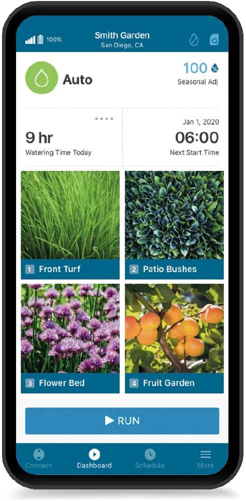 Hunter NODE-BT-100-LS Bluetooth Battery Operated Sprinkler Controller, Waterproof Irrigation Timer, Easy Install, for Gardens, Lawns, Parks, Greenhouses (DC Solenoid Not Included)