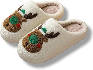 Christmas Slippers Memory Foam for Women Men, Cozy Plush Warm Non-Slip H...