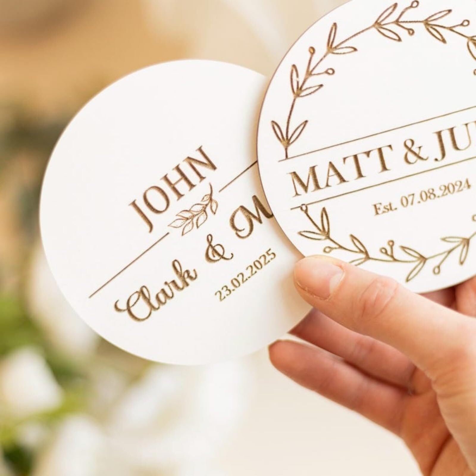 Posavasos De Regalo Personalizados, Posavasos De Boda, Regalos De Boda For Invitados Al por Mayor, Posavasos De Regalo De Boda, Posavasos De Boda, Adornos De Boda De Madera,(80pcs)