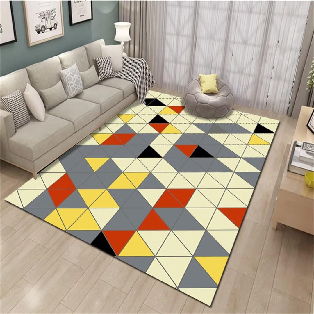 Tapis antidérapant géométrique triangulaire 80x160cm pour chambre parentale et salon