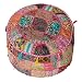 iinfinize Puf otomano bordado a mano Khambadiya redondo Puf cubierta de puf patchwork bolsa de puf cubierta para taburete de pie (22 x 22 x 13 pulgadas)