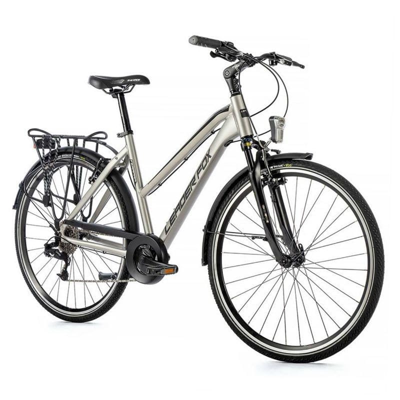 Leader Fox VELO MUSCULAIRE CITY BIKE 28 FERRARA 2023 FEMME ARGENT 8V CADRE 18 POUCES (TAILLE ADULTE 170 à 178 cm) Sport & Freizeit