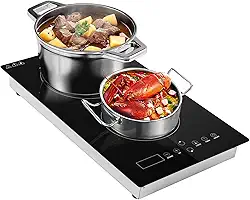 Cooktop Indução 2 Bocas, Fogão Indução Touch Screen 220V, Fogão Cooktop Indução 2000w e 1800w, Temporização, Trava Para Crianças, Função De Proteção Contra Altas Temperaturas