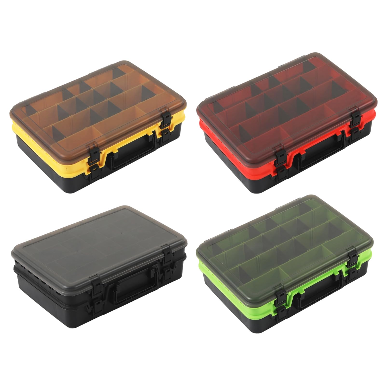 Caja de aparejos con múltiples compartimentos, doble capa, señuelos de pesca, cebos, gancho, caja de almacenamiento de accesorios de pesca, organizadores de equipo