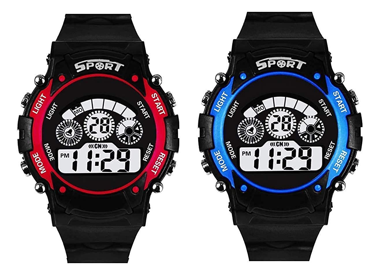 Emartos Digital 7 Light Round Dial Black Strap Watch for Boys and Girls (RED, Blue) (4-9 Year) (B08R3PBXWT) Amazon Price History, Amazon Price Tracker