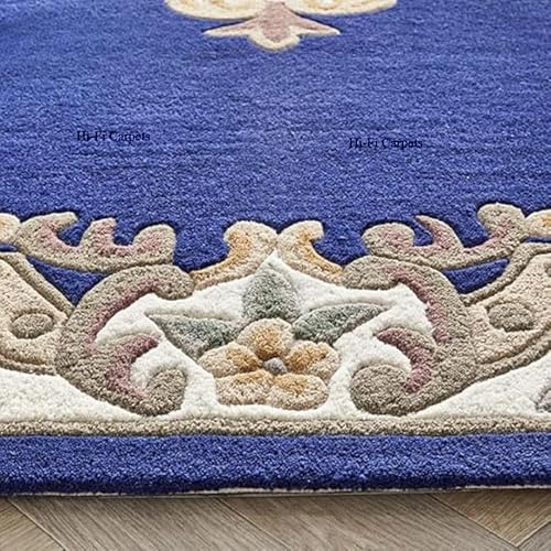 Image of 8x10 Ft Large Wool Rug - Handcrafted Traditional Tufted Carpet for Modern Living Spaces