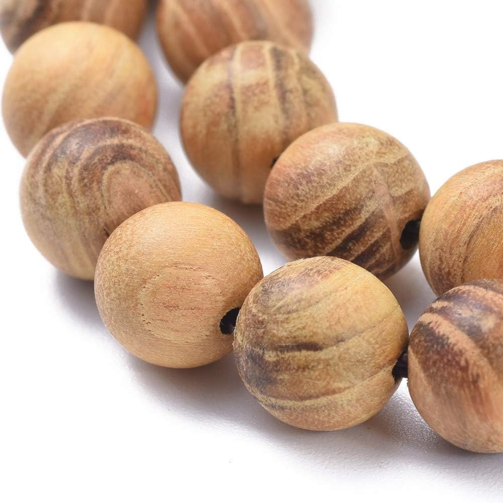 5 Strands 8mm Natural Wood Beads Strands Light Yellow Round Polished Ball Wooden Loose Spacer Beads for Bracelet Necklaces Crafts DIY Jewelry Making, Hole: 1.2mm