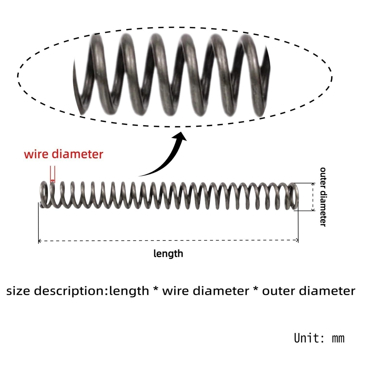 GTPBAO Molla a pressione compressa da 500 mm 19,69'', diametro filo 3,5 mm, diametro esterno da 21 mm a 40 mm for elettrodomestici e apparecchiature a motore Protezione(500mm x 3.5mm x 35mm)