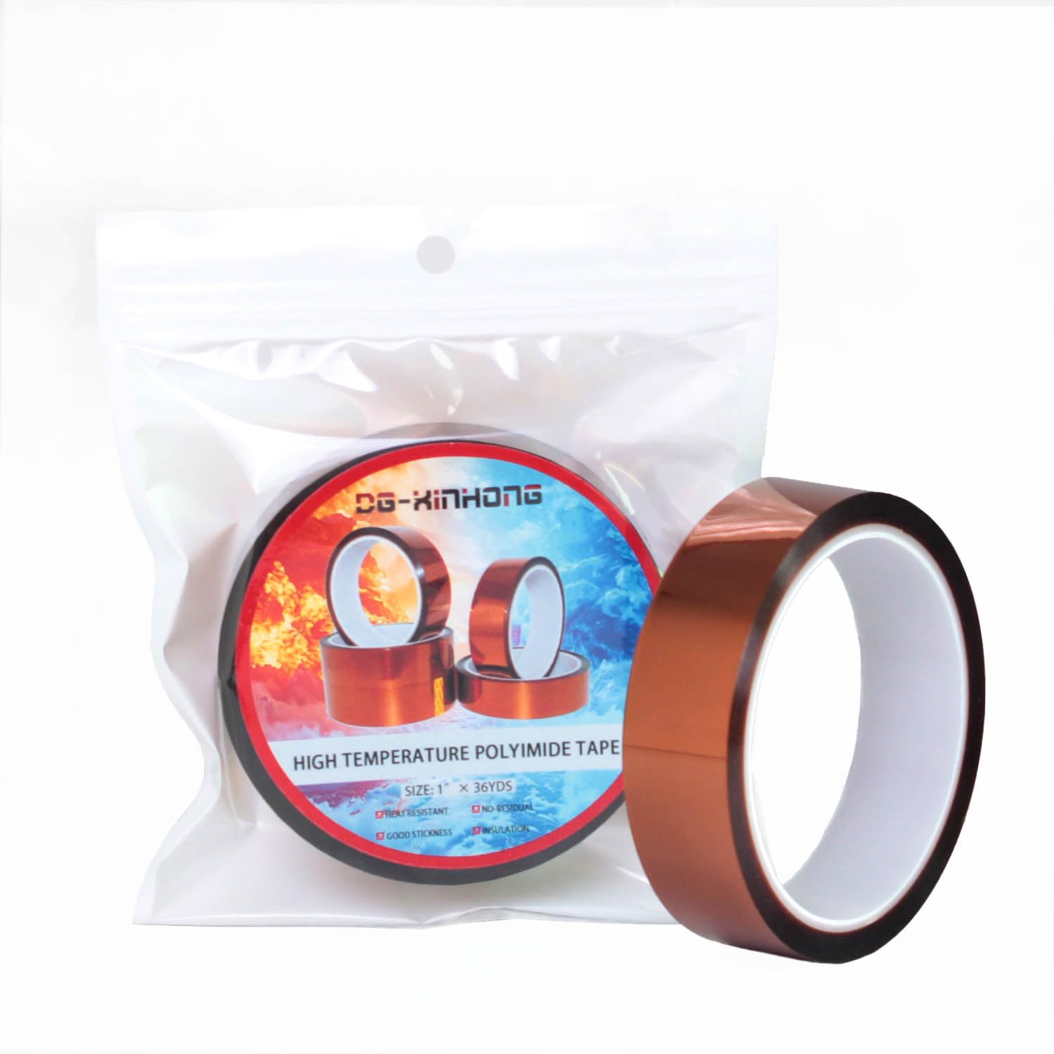 High Temperature Heat Resistant Polyimide Tape,No Residue for Masking,3D Printing,Sublimation Transfer Press,Thermal,Electronic Insulating,Soldering,