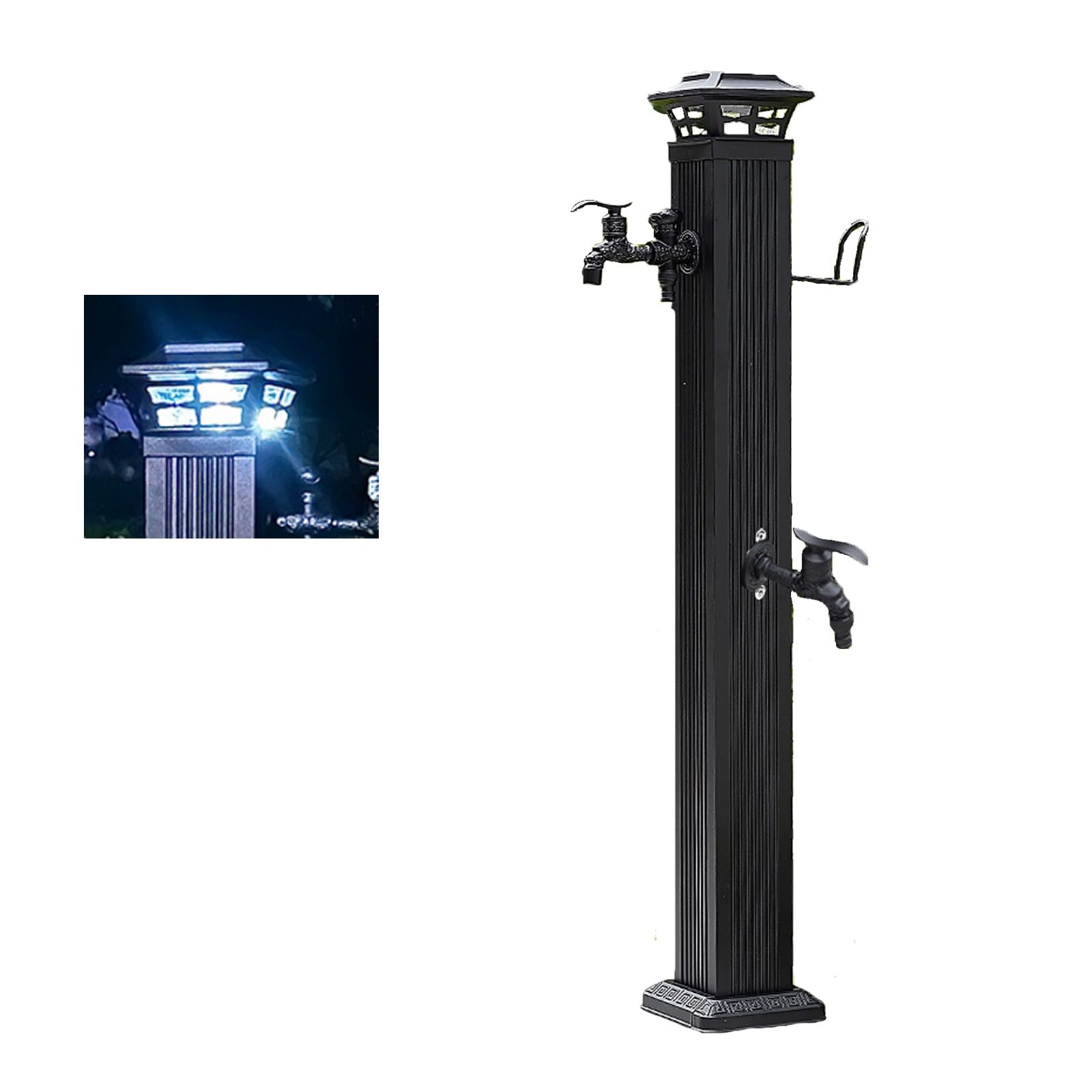 Genérico Columna de Agua Vertical para jardín con Doble Grifo - Dispensador de Agua Solar para Exteriores, Ideal para Patios, Jardines y terrazas - Columna de Grifo Exterior Duradera para un fácil AC