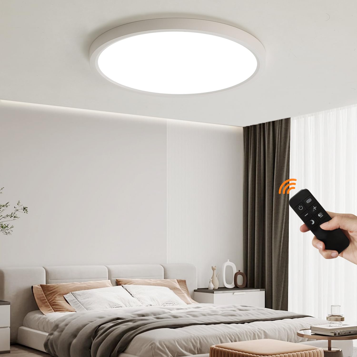 KUOP Deckenleuchte Rund Dimmbar Ø40CM 36W 3000K-6500K Deckenlampe Groß Runder Weiss Plafoniere LED Schlafzimmer Leuchte LED Deckenlampe Flach Weiß Schlafzimmerlampe für Wohnzimmer Flur