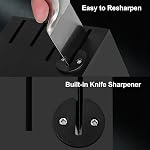 Kuisine Chef Knife Set,High Carbon Stainless Steel Ultra Sharp Blade Ergonomic Handle,Kitchen Knife Block Set with Built-in Sharpener, Elegant Gift for Holiday(BLK-ET, 15PCS)