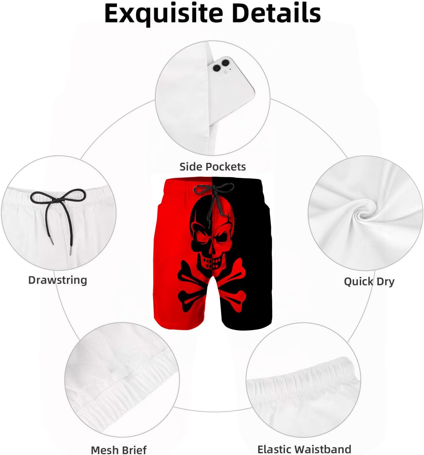 Mens Swim Trunks with Mesh Lining,Quick Dry Big Tall Board Shorts Swimsuit Beach Pants Swimwear Bathing Suits - Image 5